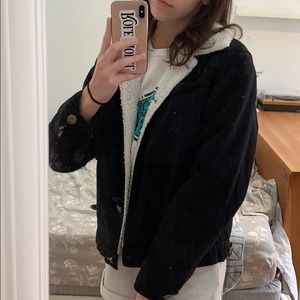 Sherpa-Lined Black Trucker Jacket